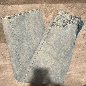 high waisted wide leg light denim jeans size 4